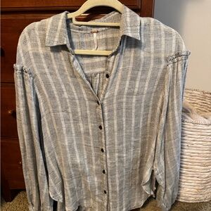 Free People Gray Plaid oversized Button-Down Shirt